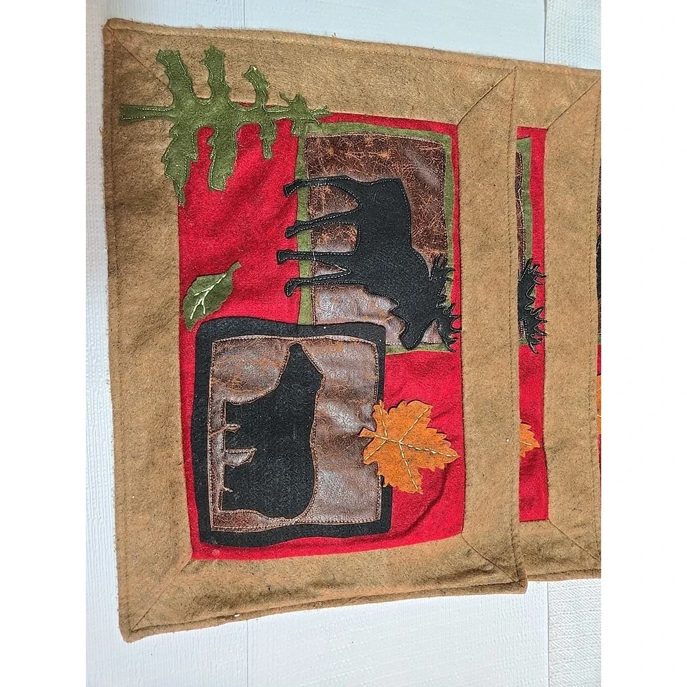 VTG‎ Placemats Set 4 Elk Moose Cabin Lodge Rustic Western Native American Decor
